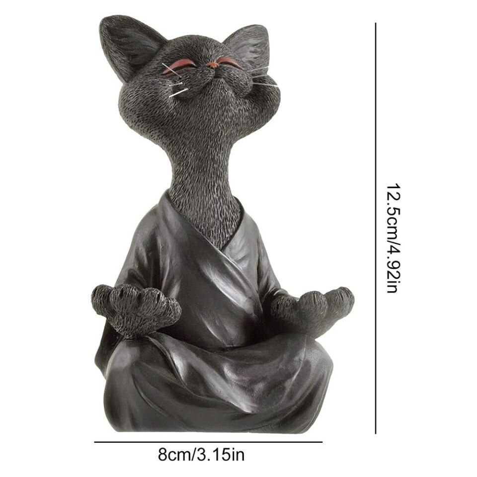 Dekoratif Yoga Yapan Kedi Biblo Meditasyon Kedi Heykeli Ev Dekoru