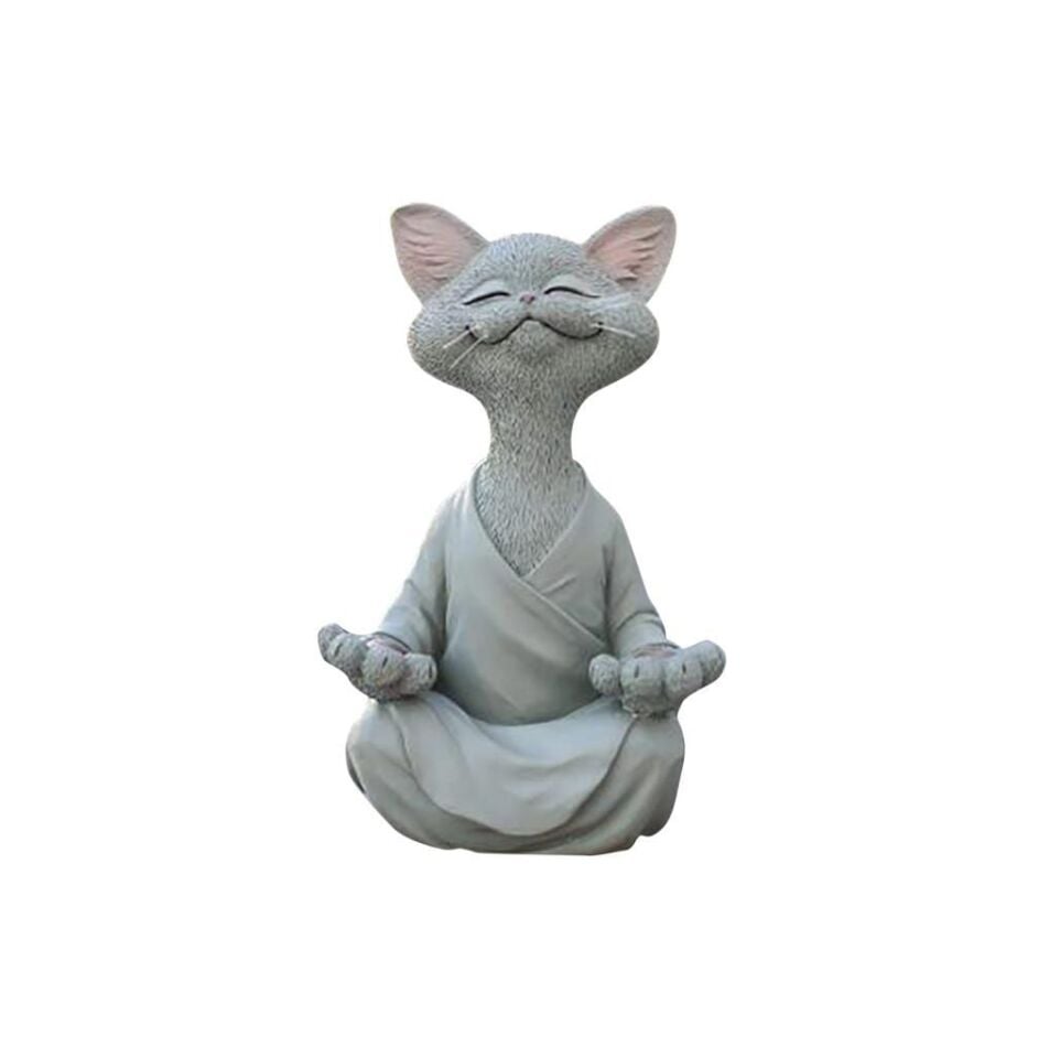 Dekoratif Yoga Yapan Kedi Biblo Meditasyon Kedi Heykeli Ev Dekoru