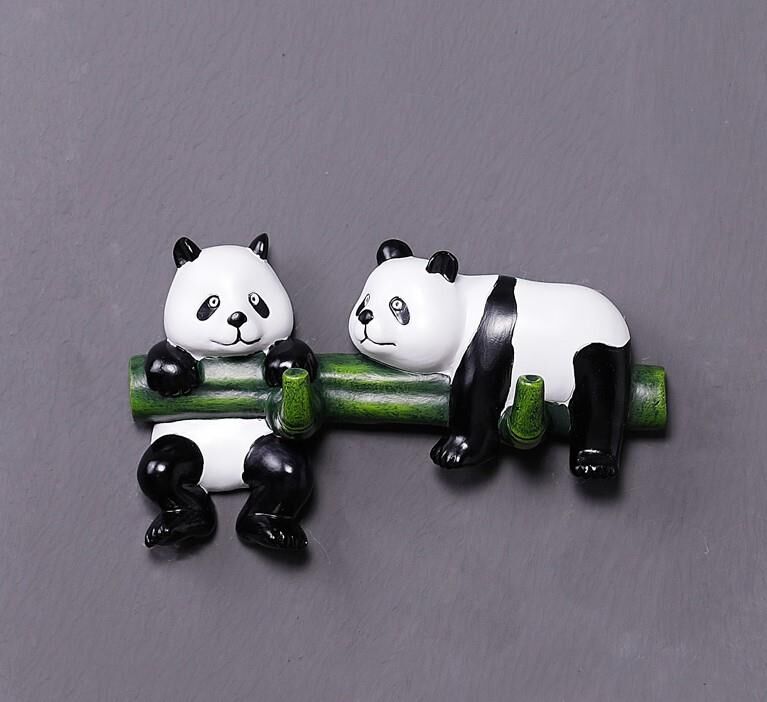Dekoratif Ikili Modern Duvar Askılık Bambu Üstünde Panda Dekor