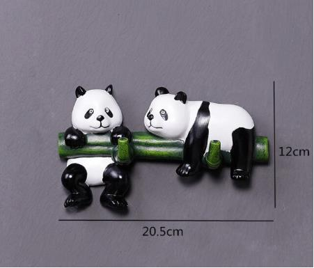 Dekoratif Ikili Modern Duvar Askılık Bambu Üstünde Panda Dekor