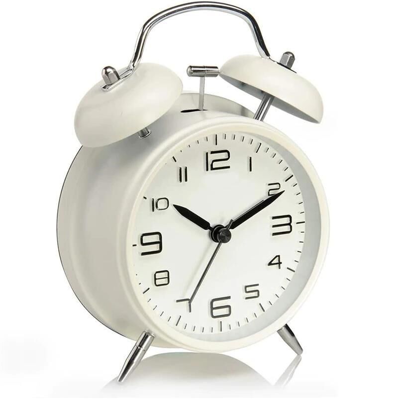 Dekoratif Çalar Saat Ev Ofis Aksesuar Nostaljik Işıklı Masa Saati Beyaz