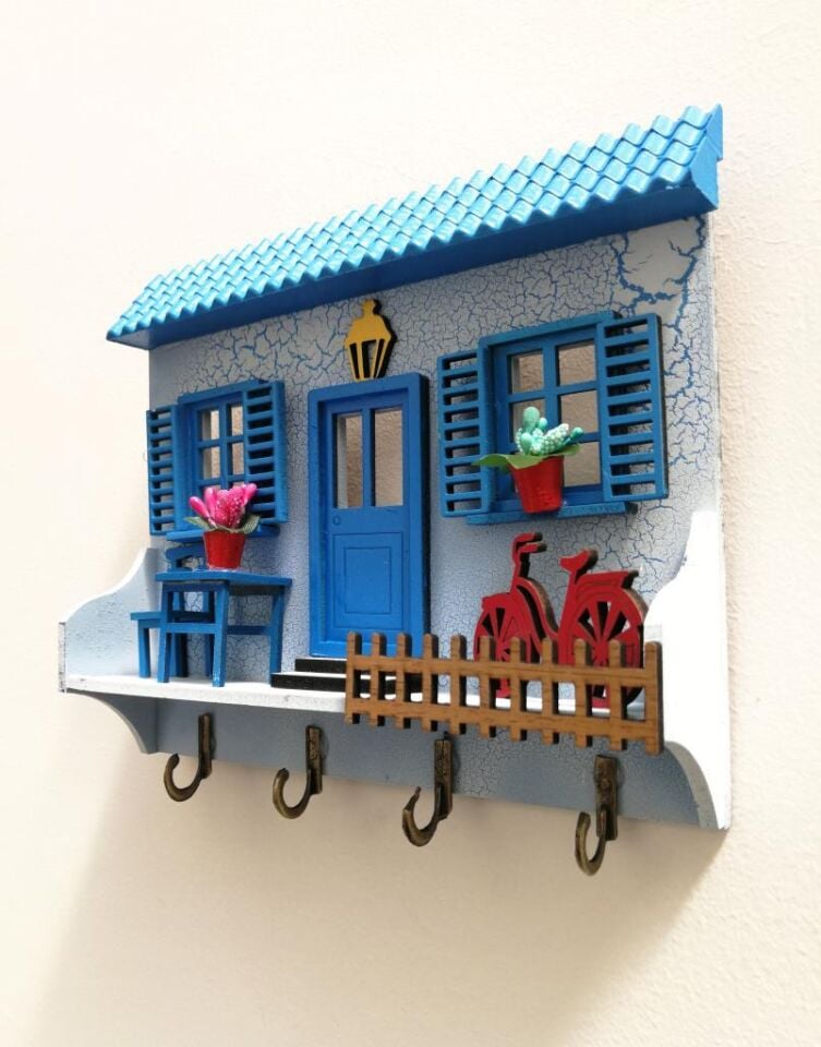 Ev Anahtarlık Duvar Ahşap Anahtar Askısı