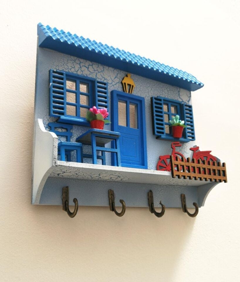 Ev Anahtarlık Duvar Ahşap Anahtar Askısı