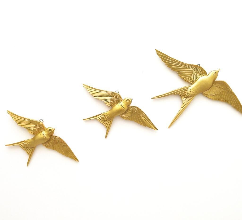 Dekoratif Üçlü Kırlangıç Duvar Süsü Üçlü Kuş Ev Dekoru