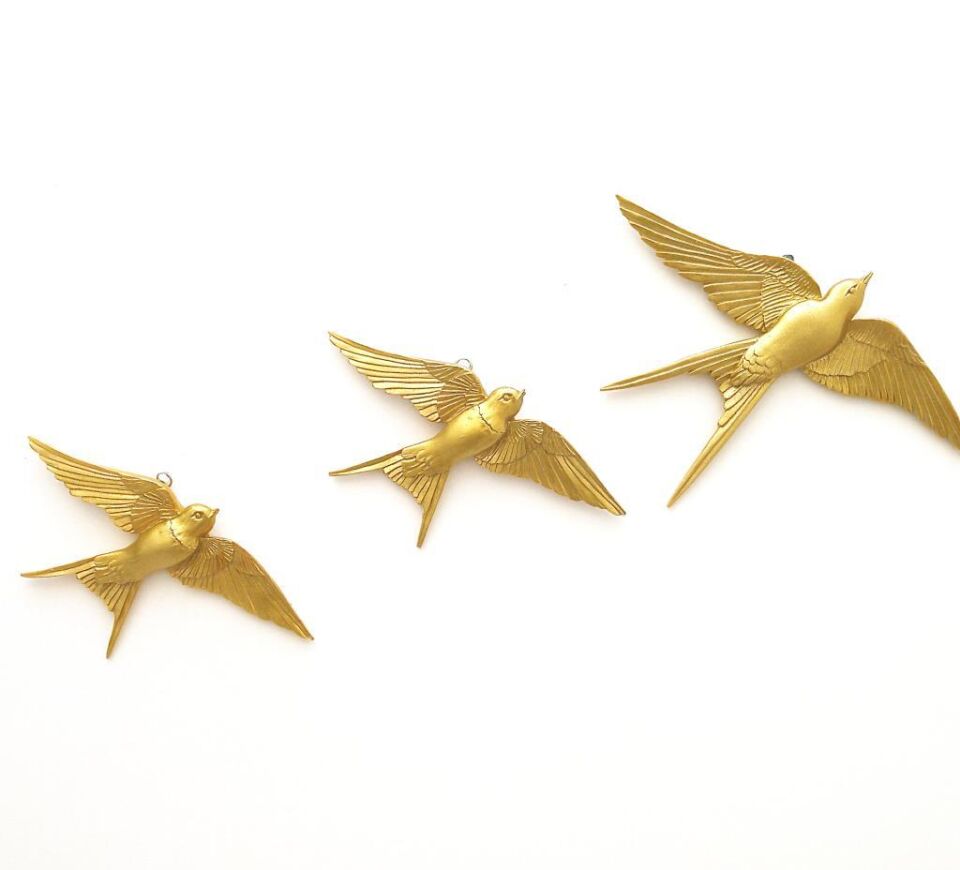 Dekoratif Üçlü Kırlangıç Duvar Süsü Üçlü Kuş Ev Dekoru