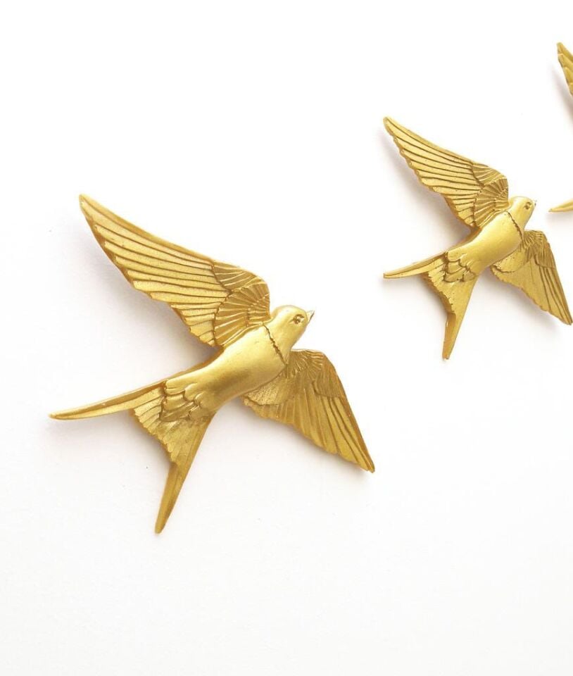 Dekoratif Üçlü Kırlangıç Duvar Süsü Üçlü Kuş Ev Dekoru