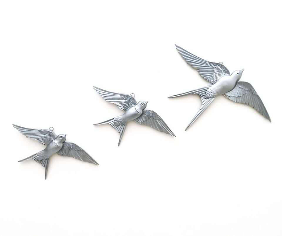 Dekoratif Üçlü Kırlangıç Duvar Süsü Üçlü Kuş Ev Dekoru