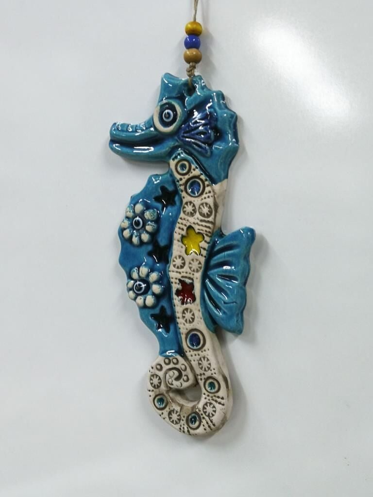 Seramik Denizatı Figürlü Dekoratif El İşi Duvar Süsü Nazarlık