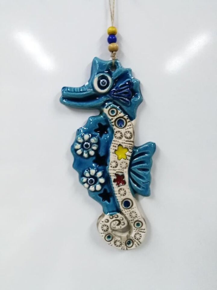 Seramik Denizatı Figürlü Dekoratif El İşi Duvar Süsü Nazarlık