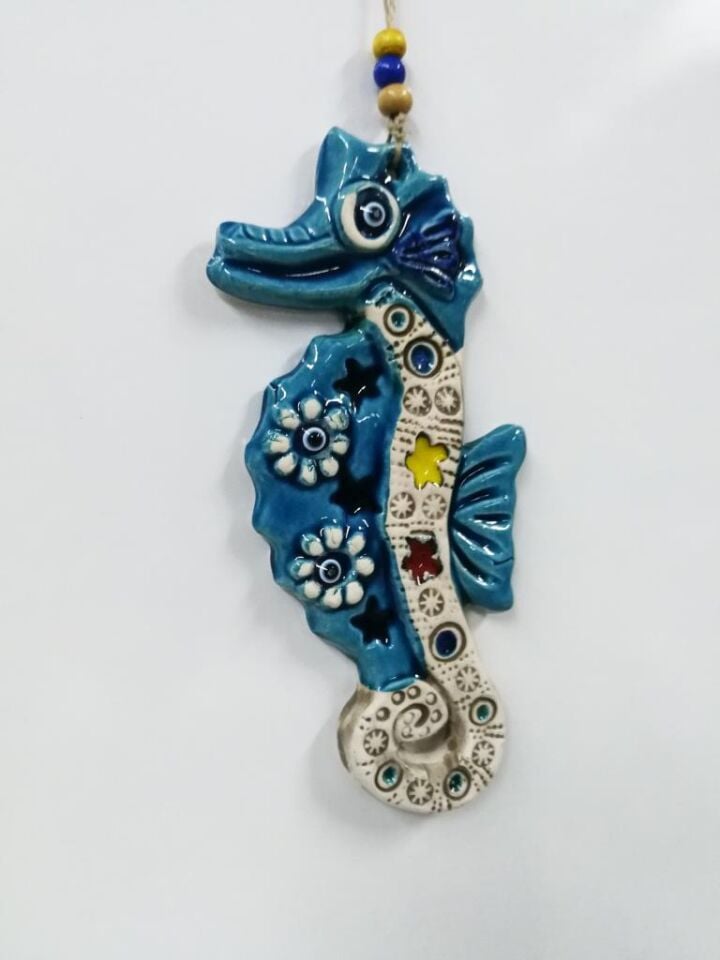 Seramik Denizatı Figürlü Dekoratif El İşi Duvar Süsü Nazarlık