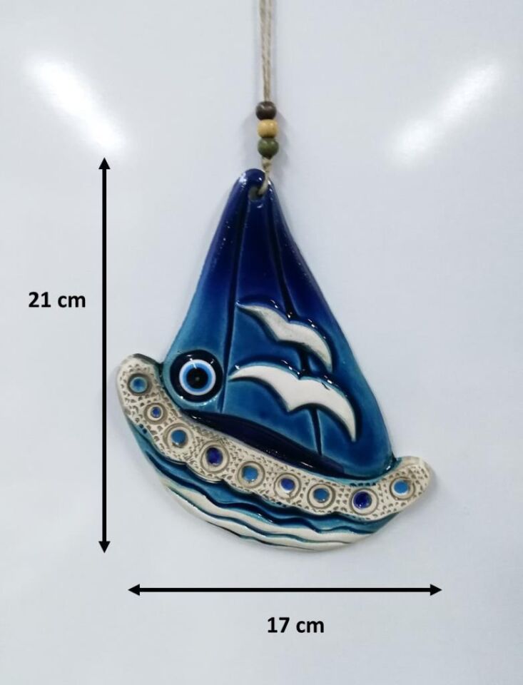 Seramik Gemi Figürlü Dekoratif El İşi Duvar Süsü Nazarlık