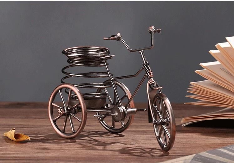 Dekoratif Retro Bisiklet Figürlü Kalemlik Metal Masa Süsü Dekor
