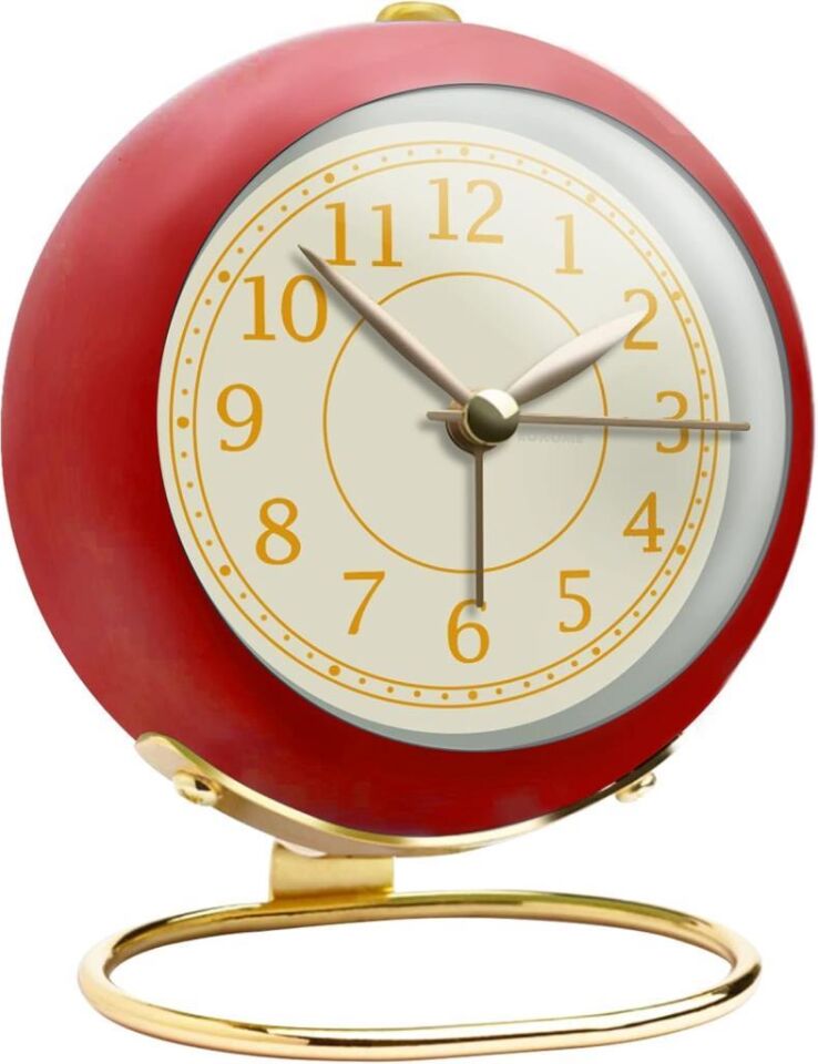 Dekoratif Modern Tarz Tasarım Lüks Stil Metal Işıklı Çalar Saat Ev Ofis Aksesuar Masa Saati Kırmızı