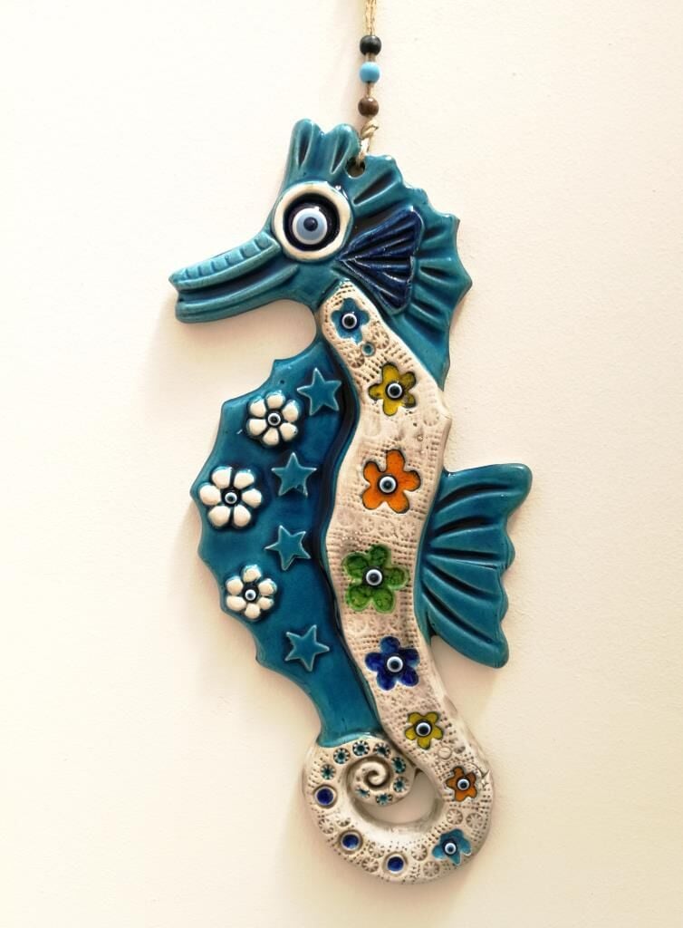 Seramik Denizatı Dekoratif El İşi Duvar Süsü Büyük Boy Hediyelik Nazarlık