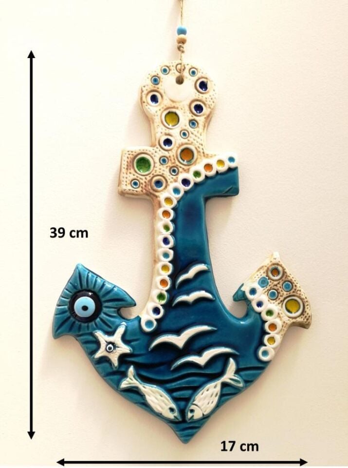 Seramik Çapa Dekoratif El İşi Duvar Süsü Büyük Boy Nazarlık