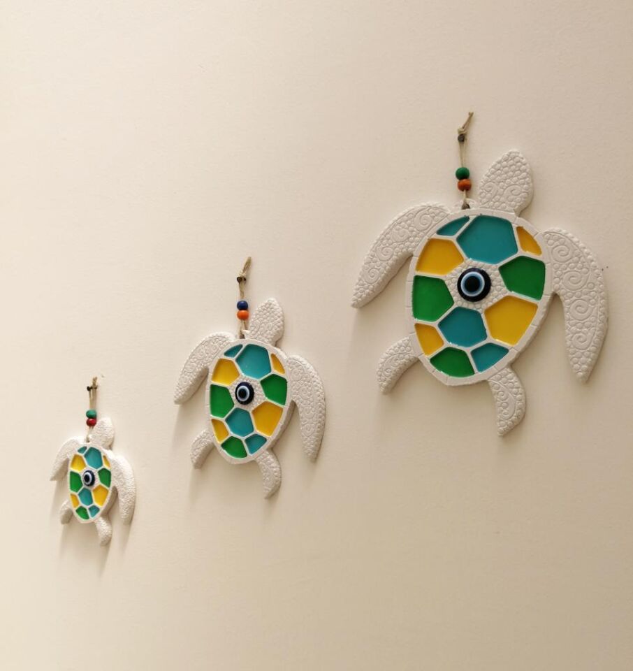 Dekoratif Üçlü Deniz Kaplumbağası Duvar Süsü Üçlü Kaplumbağa Ev Dekoru