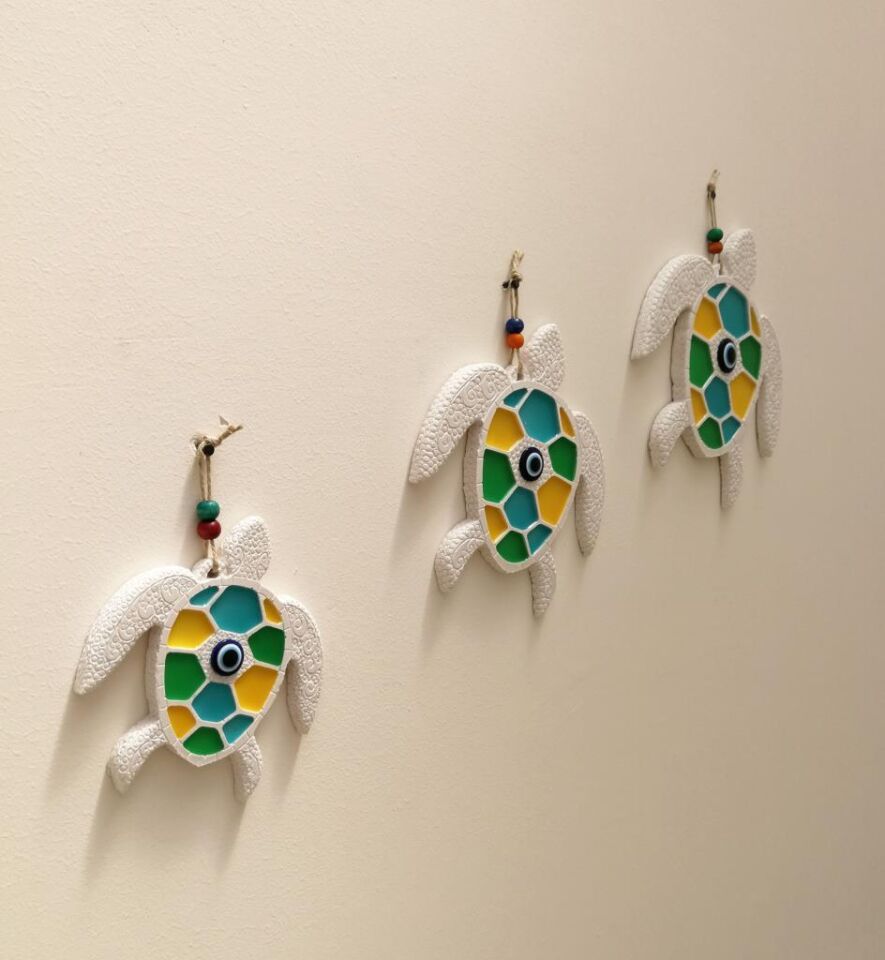 Dekoratif Üçlü Deniz Kaplumbağası Duvar Süsü Üçlü Kaplumbağa Ev Dekoru