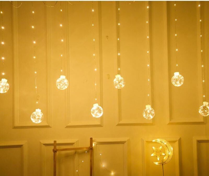 Dekoratif Top Perde Günışığı Pilli Sarkıt Led Işık Aydınlatma