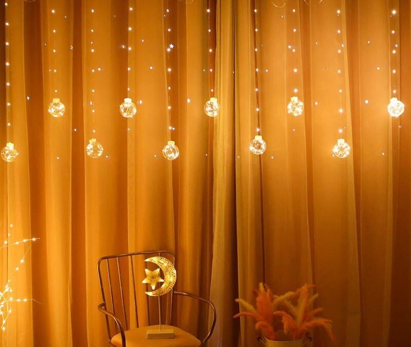 Dekoratif Top Perde Günışığı Pilli Sarkıt Led Işık Aydınlatma