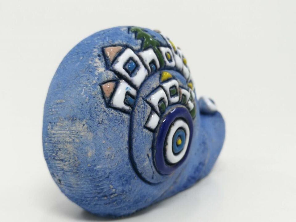 Özel Tasarım Mini Salyangoz Seramik Kabartmalı Biblo