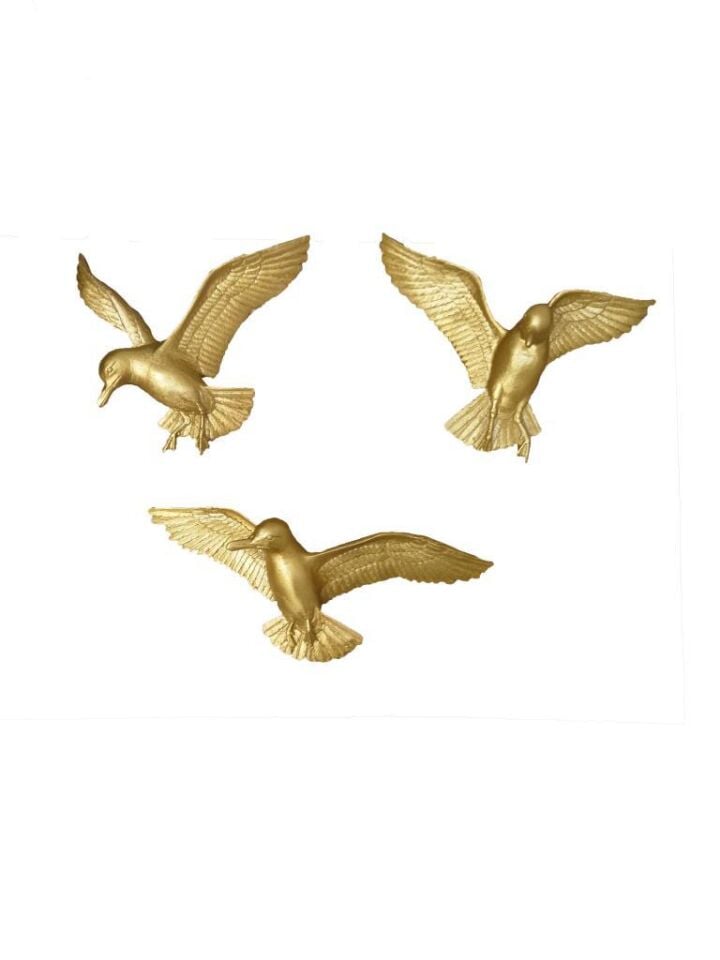 Üçlü Kuş Duvar Süsü Dekoratif Üçlü Martı