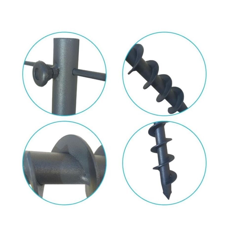 Plaj Şemsiye Sabitleme Kazığı Metal Burgulu Kazığı Güçlü Plaj Şemsiyesi Direk Sabitleyici