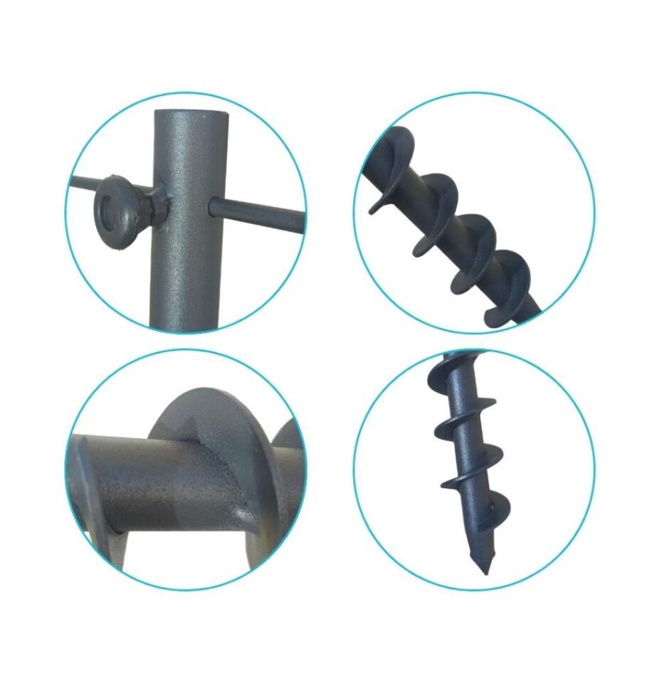 Plaj Şemsiye Sabitleme Kazığı Metal Burgulu Kazığı Güçlü Plaj Şemsiyesi Direk Sabitleyici