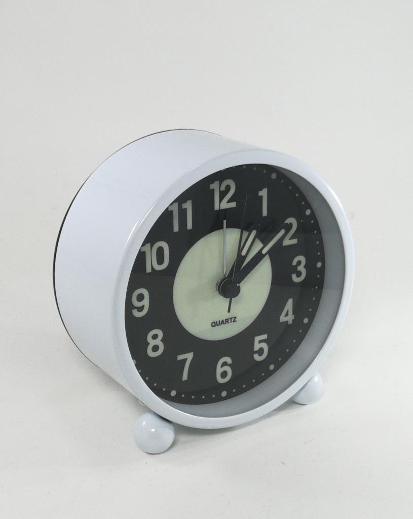 Dekoratif Çalar Saat Ev Ofis Aksesuar Fosforlu ve Işıklı Masa Saati Beyaz