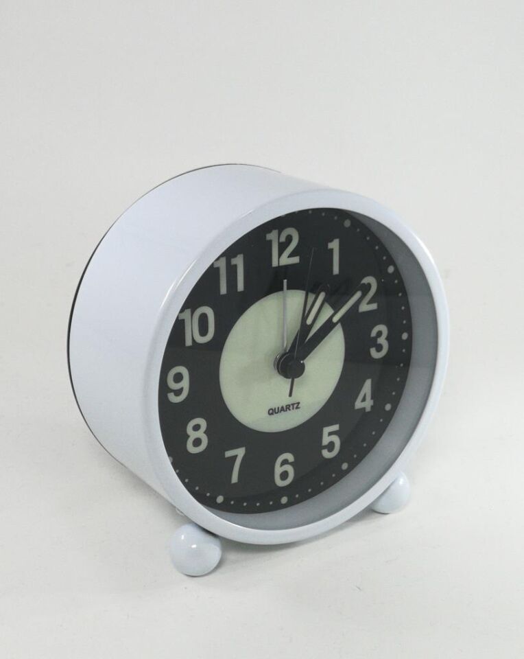 Dekoratif Çalar Saat Ev Ofis Aksesuar Fosforlu ve Işıklı Masa Saati Beyaz