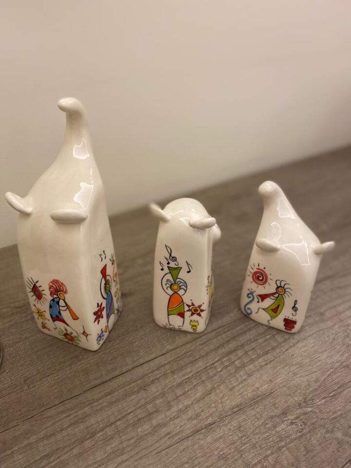 Dekoratif Fil Biblo Seti Üçlü Seramik Filler