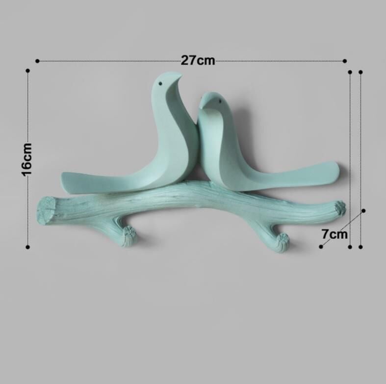 Dekoratif İkili Kuş Modern Duvar Askılık Dekoru Dal Üstünde Kuş Duvar Dekoru