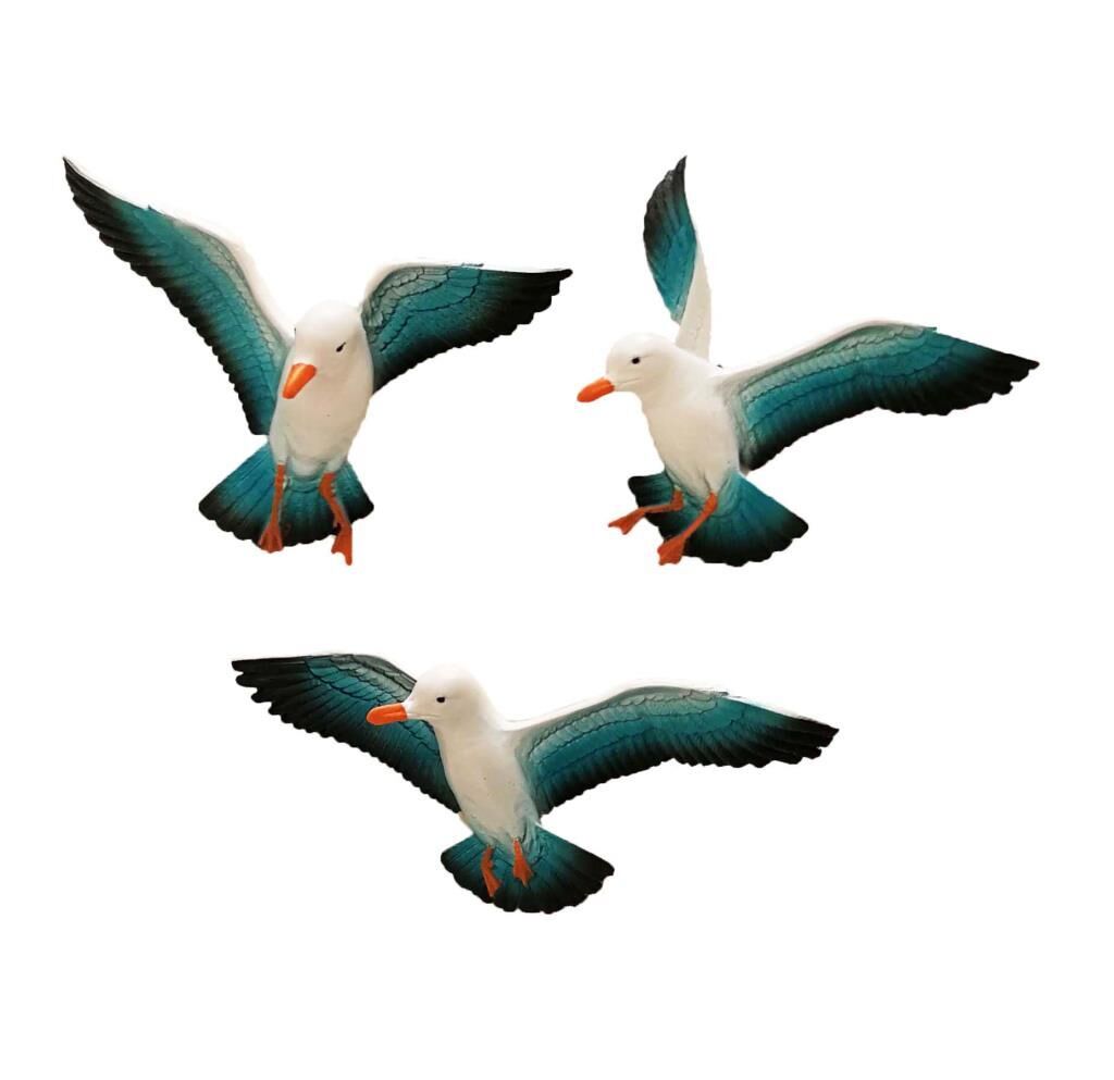 Üçlü Kuş Duvar Süsü Dekoratif Üçlü Martı