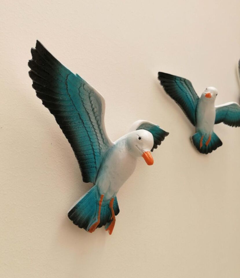 Üçlü Kuş Duvar Süsü Dekoratif Üçlü Martı