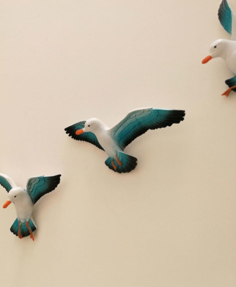 Üçlü Kuş Duvar Süsü Dekoratif Üçlü Martı