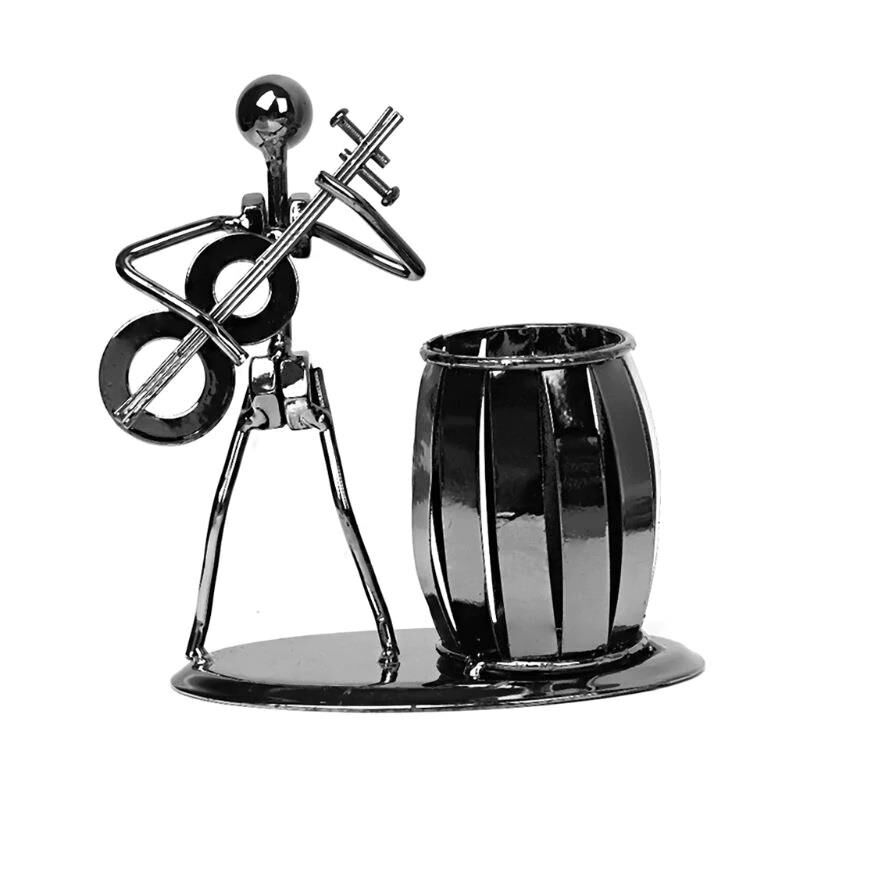 Dekoratif Gitar Çalan Adam Metal Kalemlik Masa Süsü