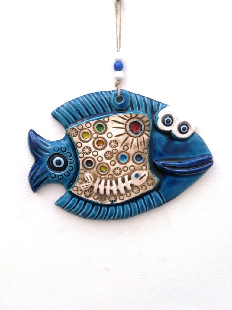 Seramik Balık Dekoratif Hediyelik El İşi Duvar Süsü Nazarlık