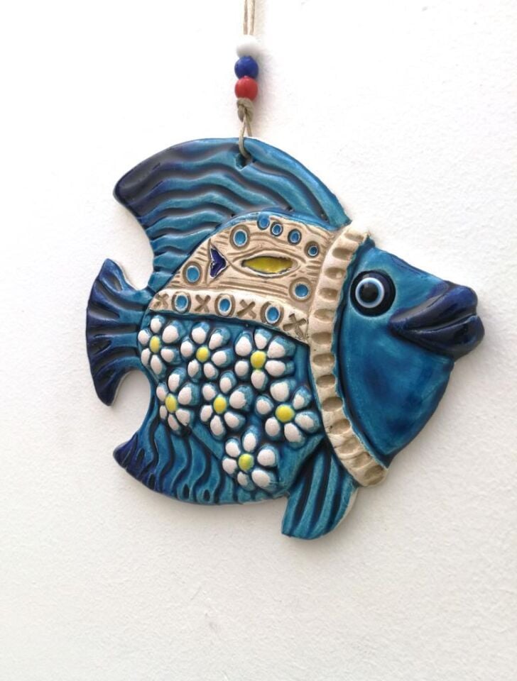 Seramik Balık Dekoratif El İşi Duvar Süsü Hediyelik Nazarlık