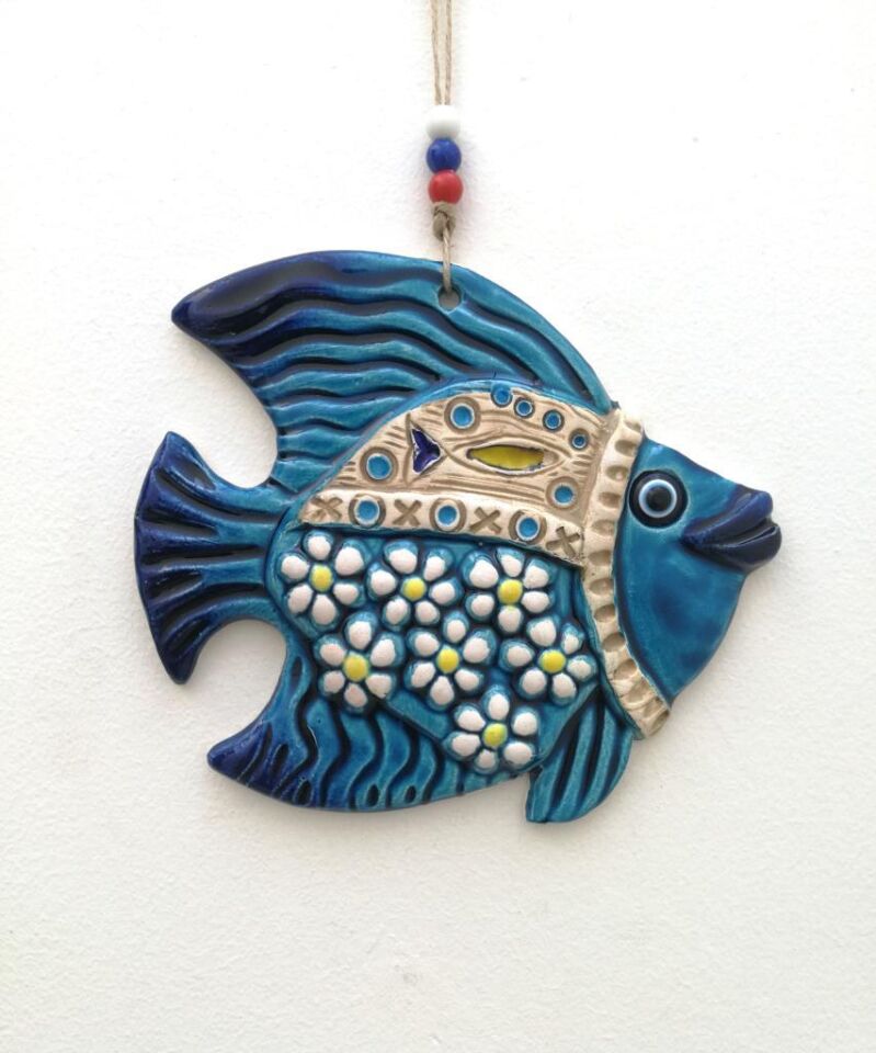 Seramik Balık Dekoratif El İşi Duvar Süsü Hediyelik Nazarlık