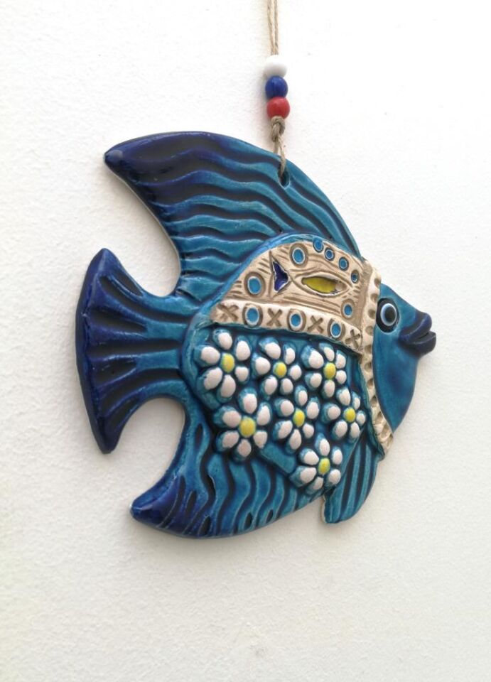 Seramik Balık Dekoratif El İşi Duvar Süsü Hediyelik Nazarlık