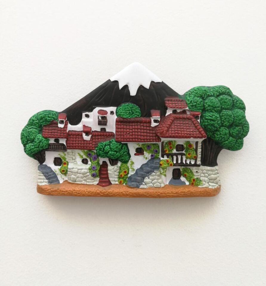 El İşi Seramik Ev Ve Dağ Temalı Dekoratif Duvar Süsü Dekorasyon