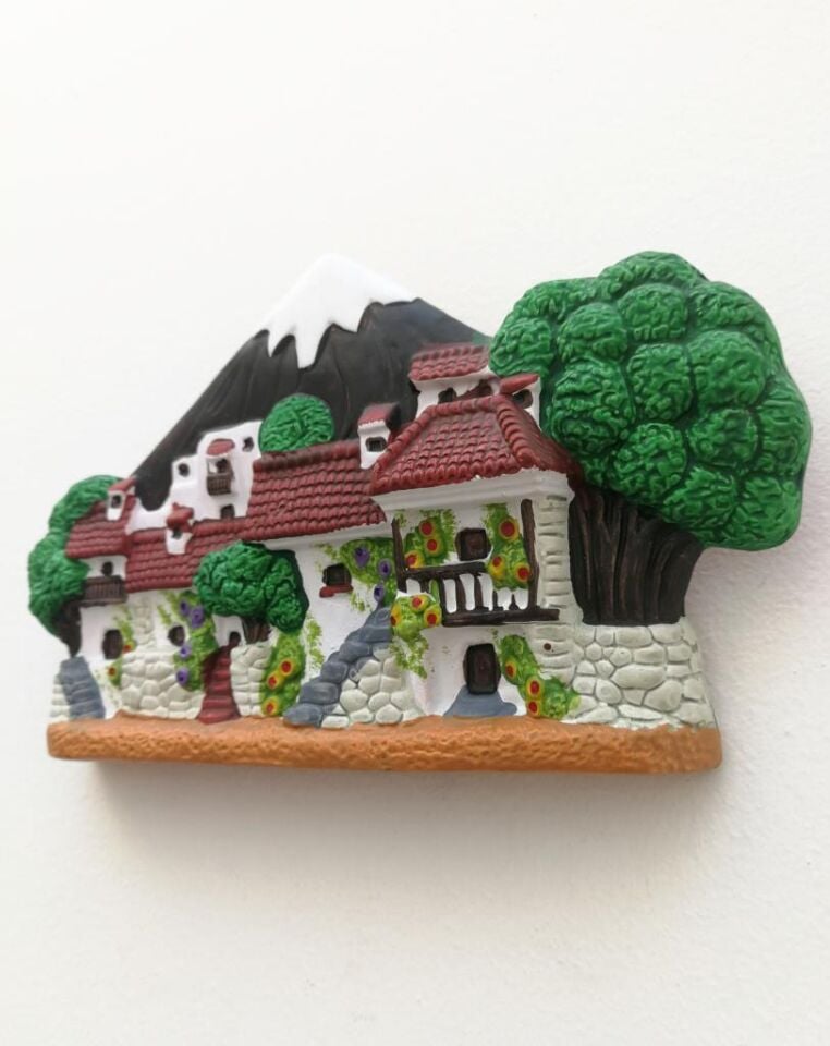 El İşi Seramik Ev Ve Dağ Temalı Dekoratif Duvar Süsü Dekorasyon