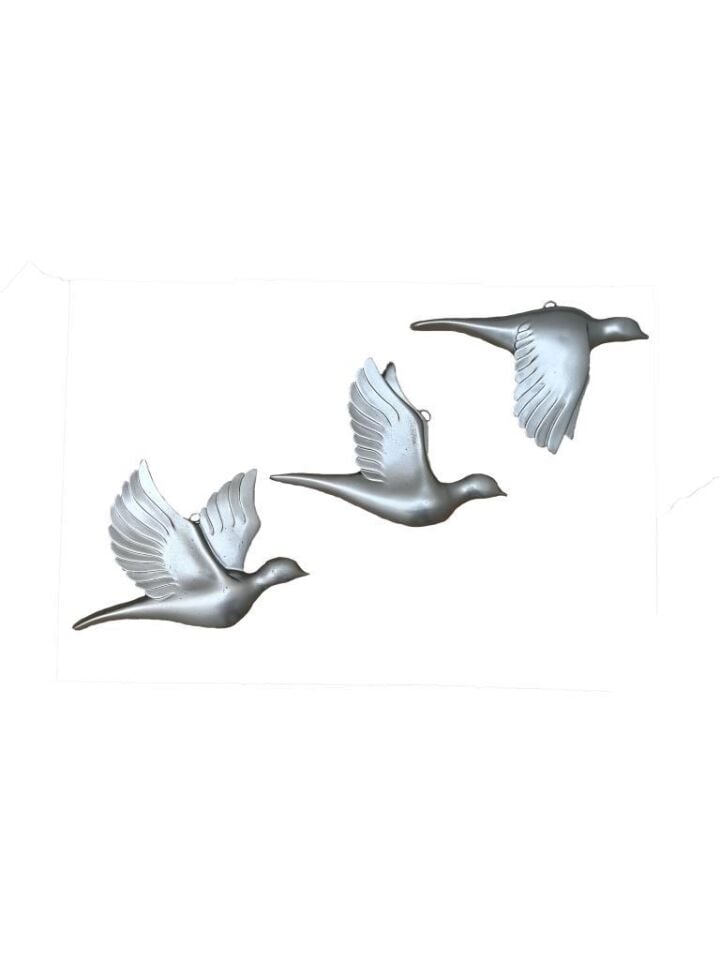 Dekoratif Üçlü Güvercin Duvar Süsü Üçlü Kuş Ev Dekoru