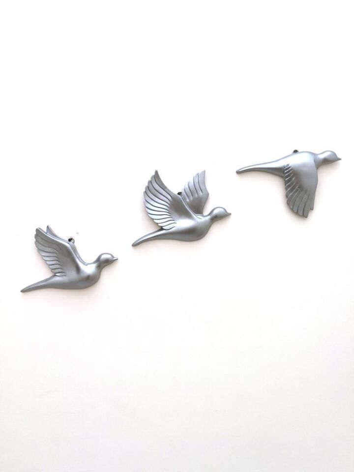Dekoratif Üçlü Güvercin Duvar Süsü Üçlü Kuş Ev Dekoru