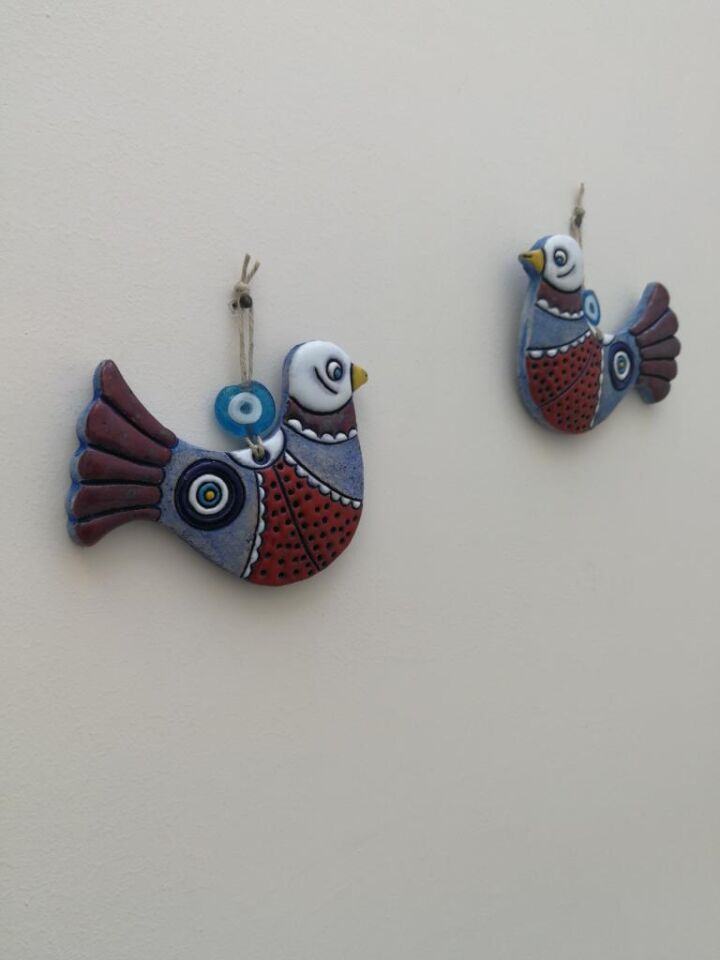 Özel Tasarım Seramik Güvercin Çifti Büyük Boy Duvar Dekoru