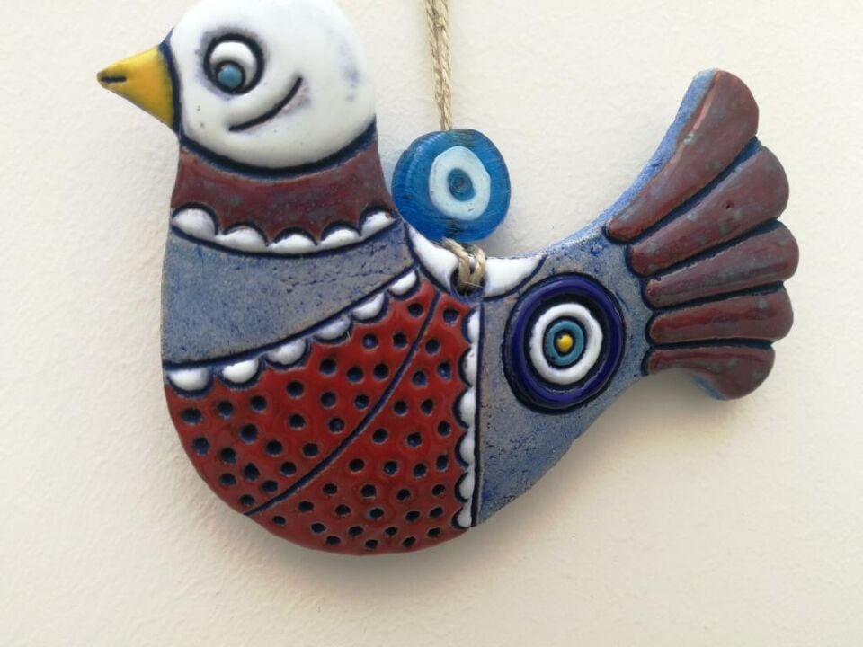 Özel Tasarım Seramik Güvercin Çifti Büyük Boy Duvar Dekoru