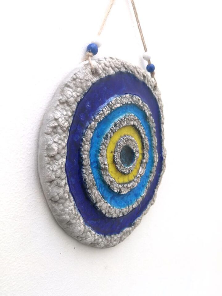 Seramik Nazar Boncuğu Dekoratif Duvar Süsü Nazarlık 20x20 cm