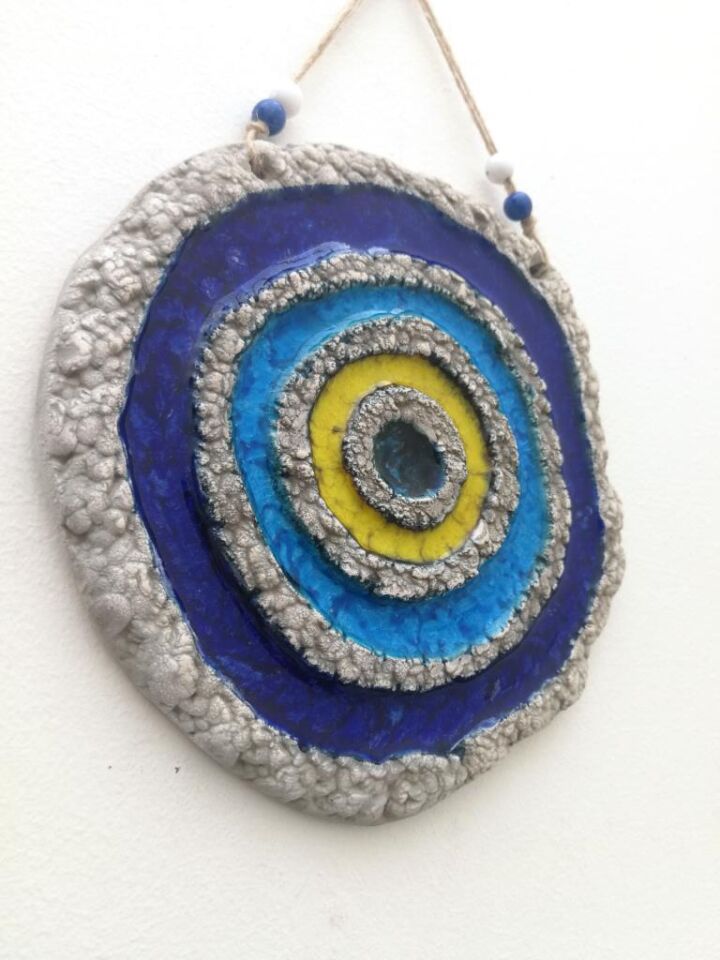 Seramik Nazar Boncuğu Dekoratif Duvar Süsü Nazarlık 20x20 cm