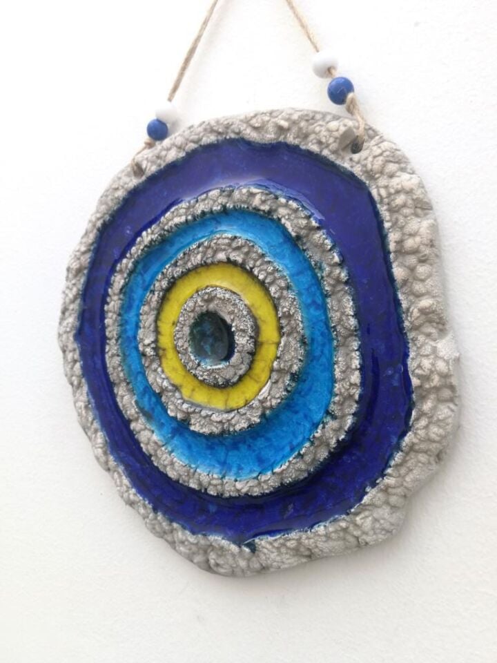 Seramik Nazar Boncuğu Dekoratif Duvar Süsü Nazarlık 20x20 cm