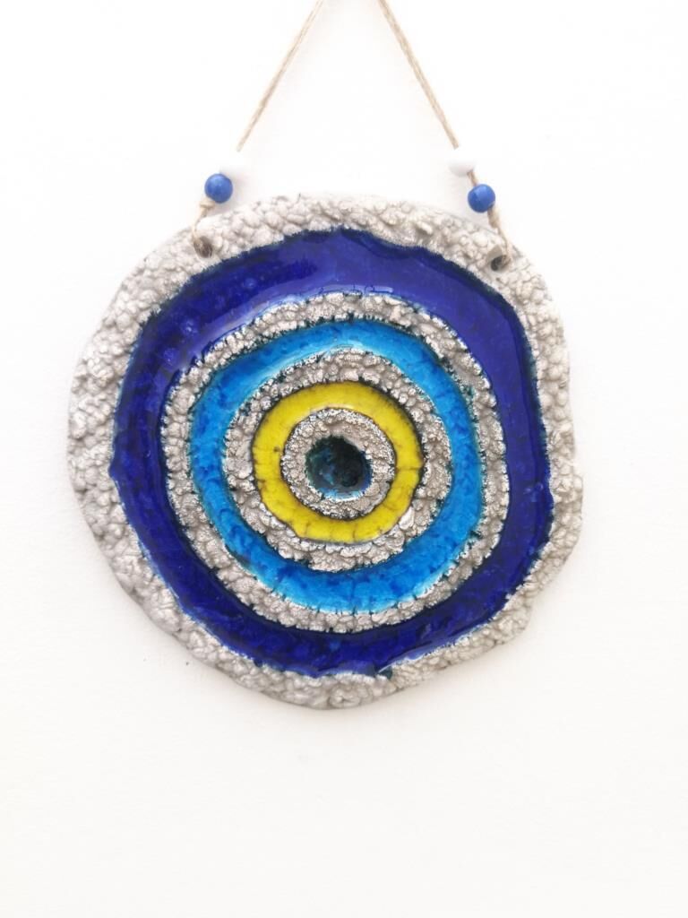 Seramik Nazar Boncuğu Dekoratif Duvar Süsü Nazarlık 20x20 cm