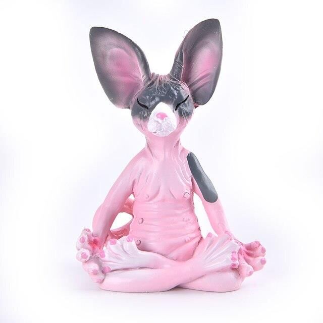 Dekoratif Yoga Yapan Kedi Biblo Meditasyon Minyatür 8 cm Sfenks Kedisi Dekor Masaüstü Ev Dekorasyon Pembe Siyah